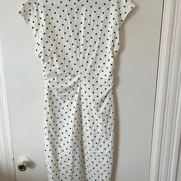 Zara business casual black and white polka dot dress - Picture 4 of 5